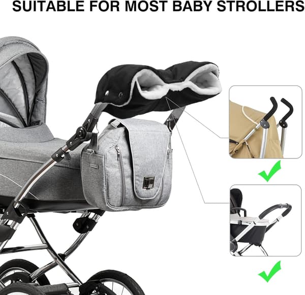 Stroller Gloves Hand Protection, Stroller Mittens Soft Warm Anti-freeze