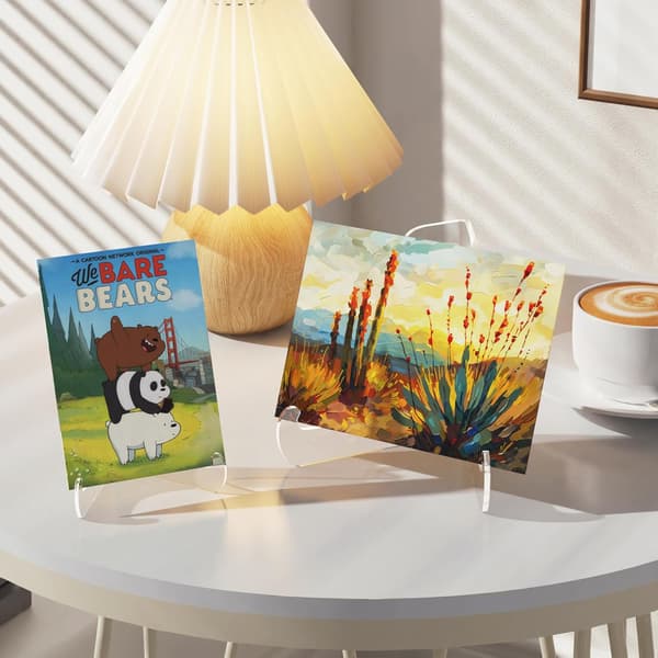 5-pakning Akryl Displaystativ, Tallerkenstativ for Display, Klart Staffeli, Displayholder for Kort, Ramme, Bilde, Avis, Bok, CD, Telefon (Small/3 tommer)