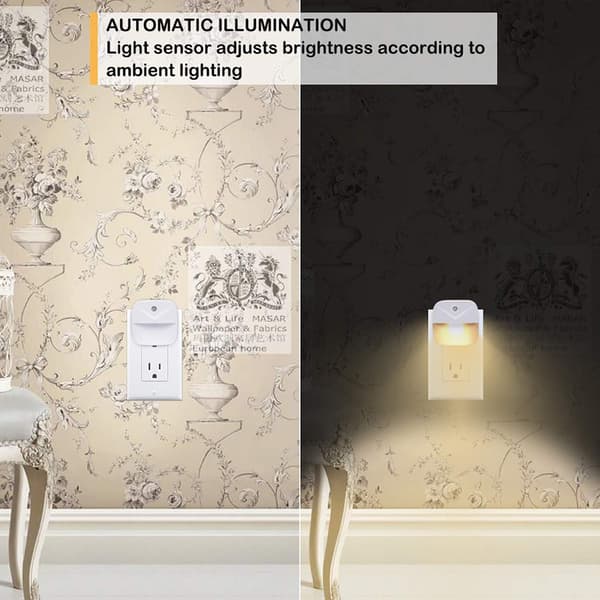 LED-nattlampa, varmvit nattlampa, skymningssensor, säng