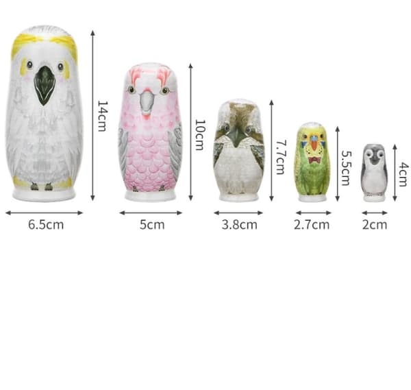 Rysk matryoshka 5-lagers tecknad uggla träleksak
