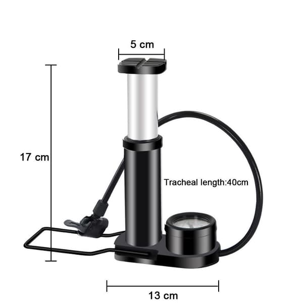 Cykelpumpe fodpumpe med trykmåler 140PSI | Mini bærbar | Sort