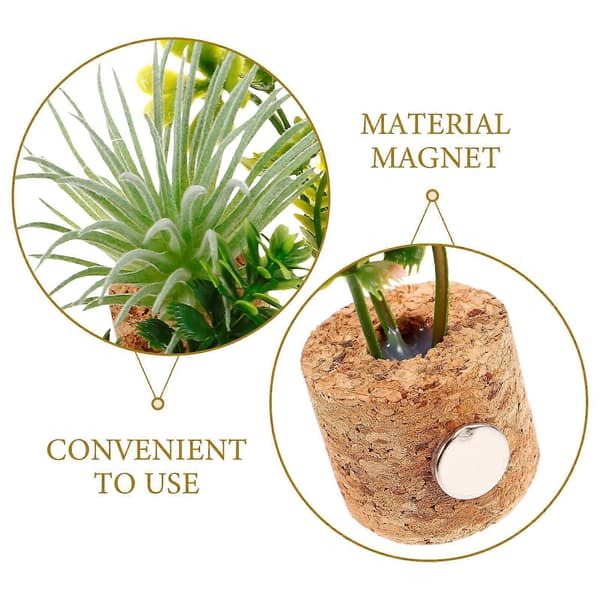 1 Set Miniature Succulent Bonsai Refrigerator Magnet Succulent Planter Magnet Refrigerator Decoration