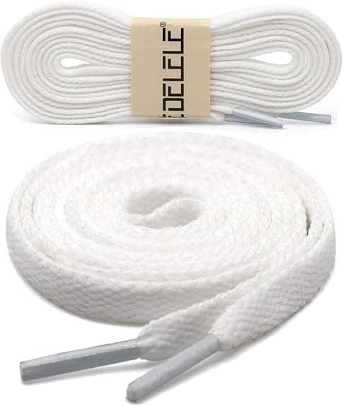 2 par flate skolisser, egnet for skateboard- og sportssko, 120 cm (hvit)