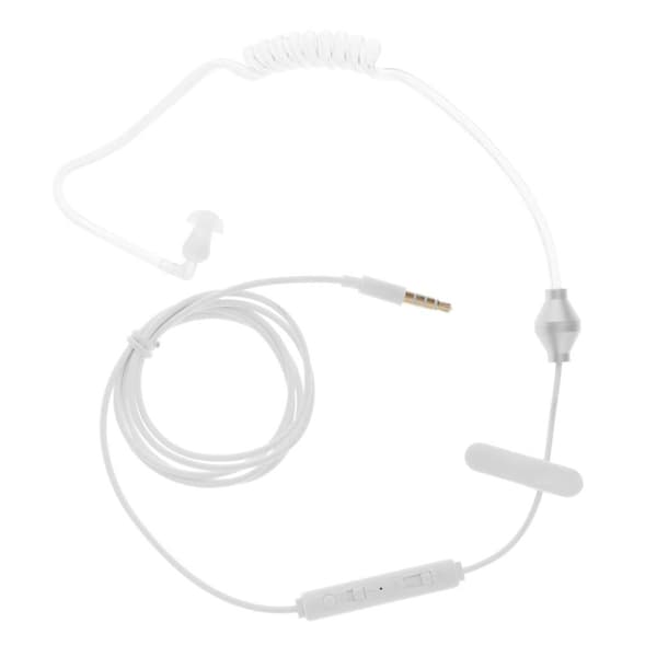Luftrør Monaural In-Ear Hovedtelefoner Anti-stråling Headset 3.5mm Hvid