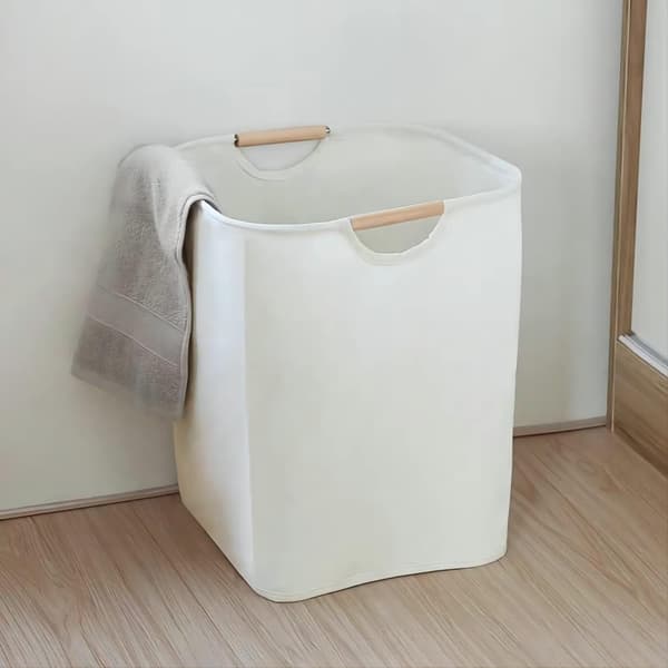 Large Laundry Basket, Laundry Hamper with Handles, Foldable Waterproof Laundry Basket for Bedroom, Bathroom, Toys - White