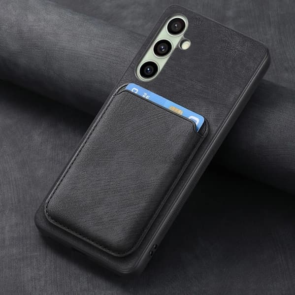 Retro Magnetisk Separations Kortfodral Telefoncover, Samsung A56 5G PU Læder Magnetisk Kortbeskyttelse - Sort