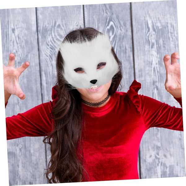 Realistisk genanvendelig rævemaske Halloween og plastfiber med langt hår, der matcher til kostumefester maskeradebolde -