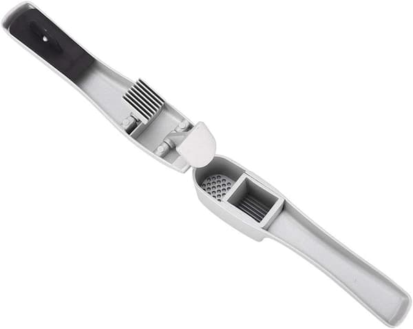 304 Rustfrit Stål Hvidløgspresser, 2 i 1 Funktion Manuel Ingefærknuser Squeezer, Hvidløgshakker, Hvidløgspresser Squeezer Knuser