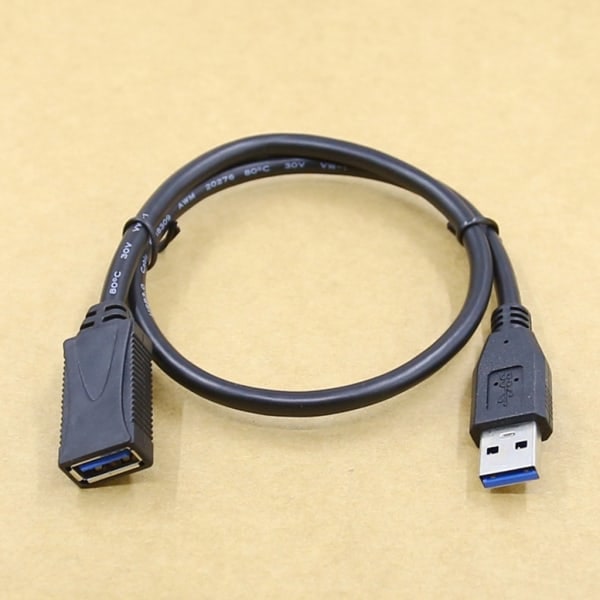 USB-kabel Forlænger USB3.0 Han til Hun Datasynkroniseringsledning Strøm til USB-blæser/USB-lamper Blå 1m