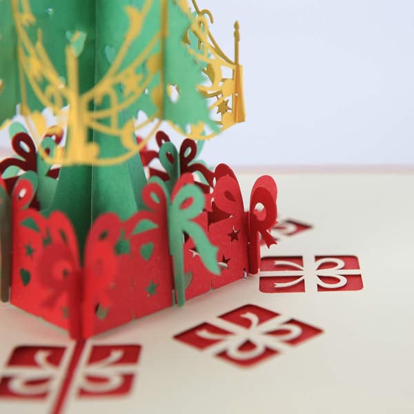 1 stk 3D julekort, pop-up-kort gratulasjonskort til jul,