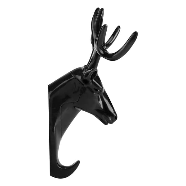 Creative Deer Head Self-Adhesive Wall Hook Hanger Key Bag Holder Organizer Home Decor (Black)