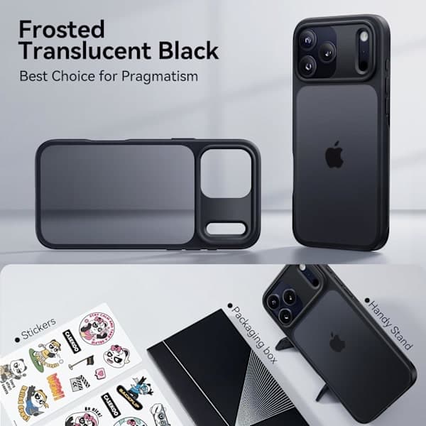 Compatible iPhone 17 Pro Max Case Matte Finish Protective Phone Cover Anti-Fingerprint Thin Slim Hard Shell - Black