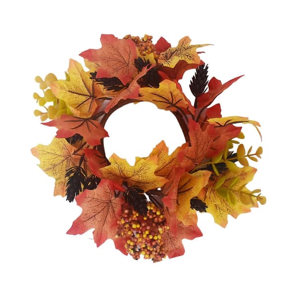 9,84 tommer Ahornblad Krans Lysringe Kunstige Blomster Lysringe Krans til Halloween