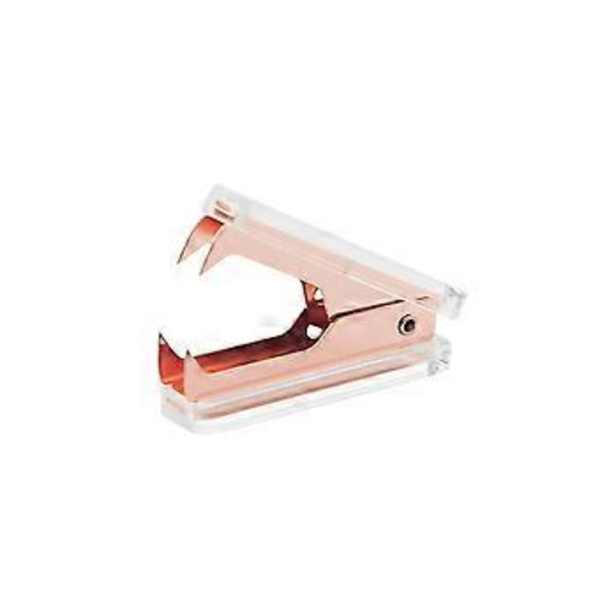 Rose Gold Handheld Stapler with Transparent Acrylic Staple Remover for Office Use - 6 x 1.6 cm Rectangular, 1-Pack