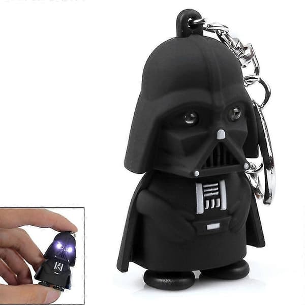 Creative Star Wars Black Warrior Cartoon LED Luminous Sound Keychain