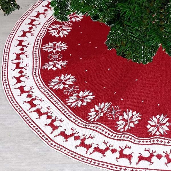 Juletræstæppe - Plys Snefnug Design, 122 cm Diameter, Julebordstæppe til Festlige Dekorationer