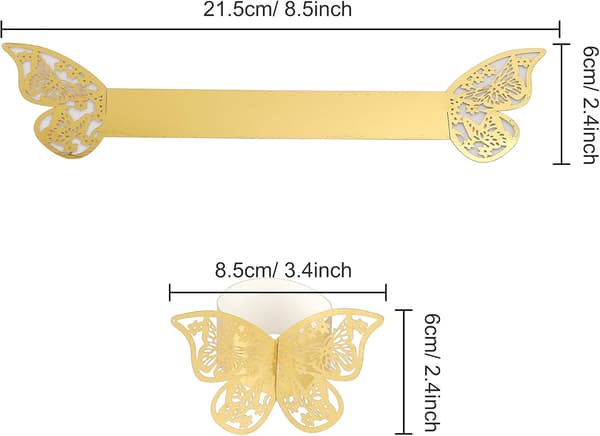 50 stk. guld servietringe sommerfugl ring serviet papir til bryllup