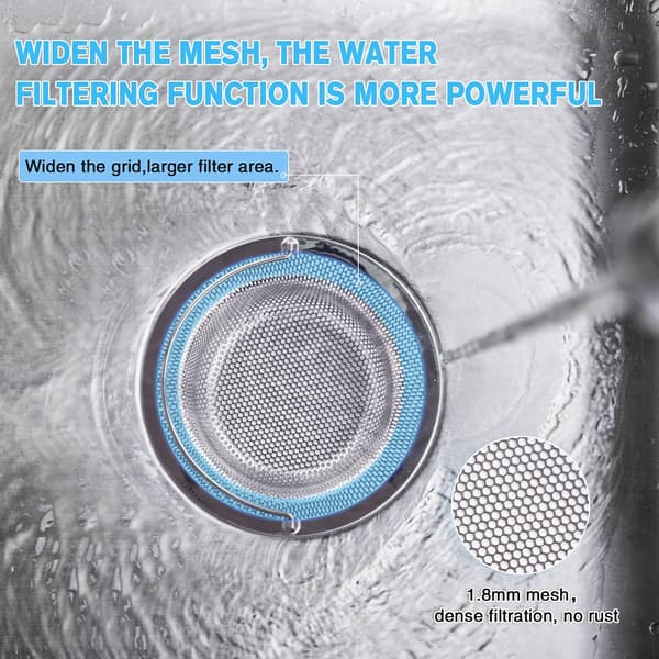 Kitchen Strainer, 2 Pcs Stainless Steel Strainer with Handle, Kitchen Strainer, Kitchen Drain Stopper, for Kitchen/Bathroom Strainer Anti-Clogging Strainer