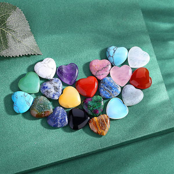 Tyuhe 20 stk Hjerte Sæt Naturlige Romantiske Kærlighedssten Skrivebordsdekoration Kvarts Healing Stone Sæt Chakra Reiki Krystaller til Meditation