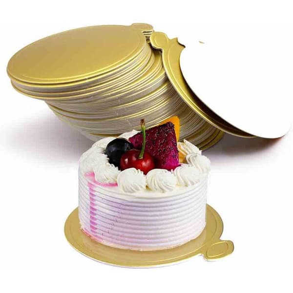 Mini gullfarget rund kakebunn av papp, mousse kakefat, 100 stk kakefat runde pappdessertfat