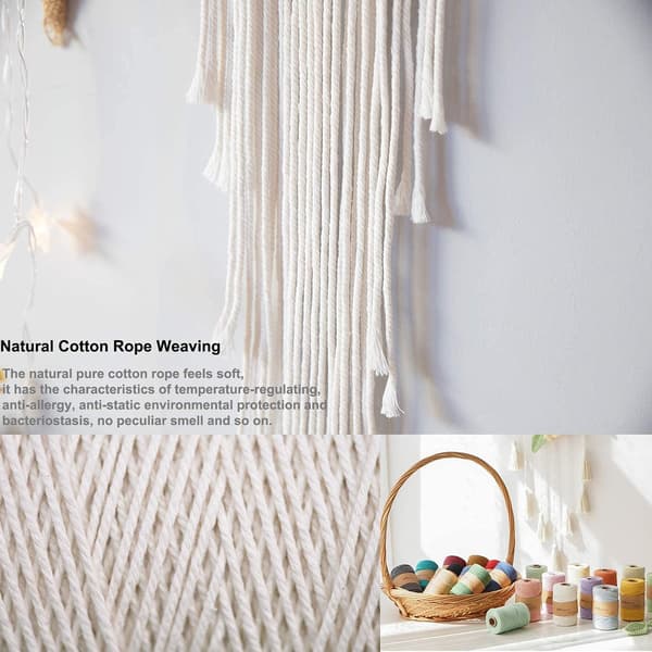 Boheme Macrame Væghængende Måne Drømmefanger Håndvævet Væg T