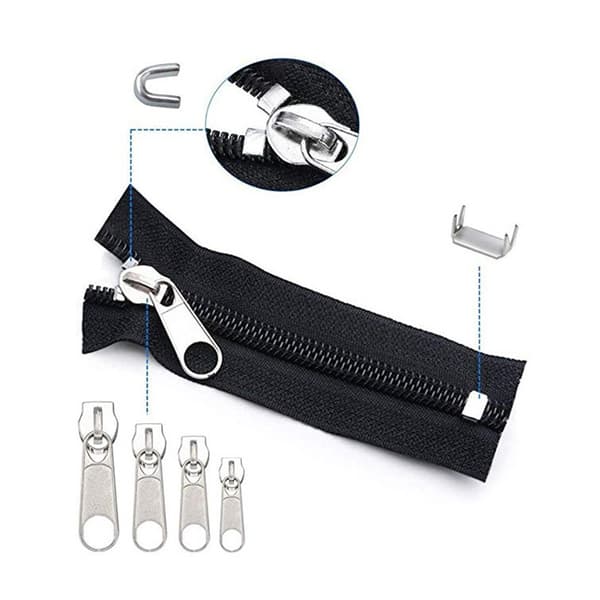 Replacement Zipper Repair Kit with Zipper Pliers and Extension Puller for Clothes, Jackets, Backpacks (Silver and Black)