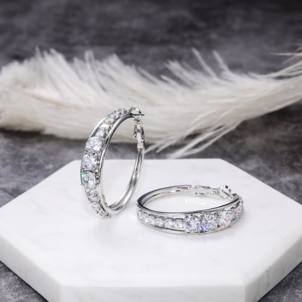 Dambågeörhängen Rhinestone Rund stil gnistrande bröllopsbågeörhängen Allergivänliga (silver) silver