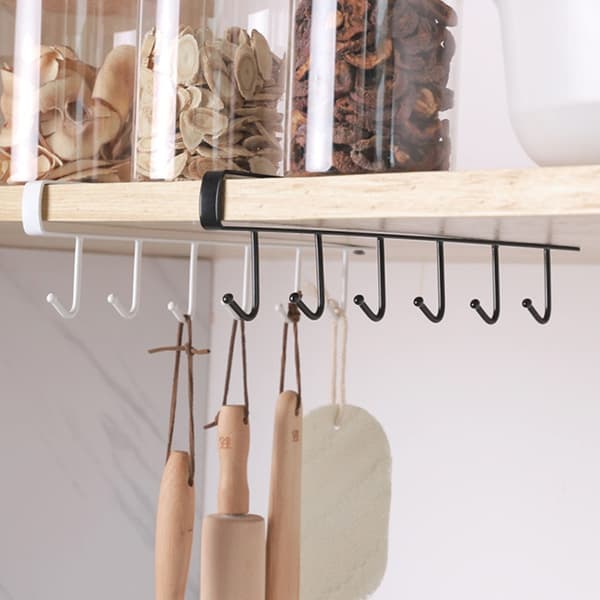 Kitchen Hanging Hook Rack Non-marking Nail-free Iron Storage Rack for Kitchen White 3PCS White 3PCS