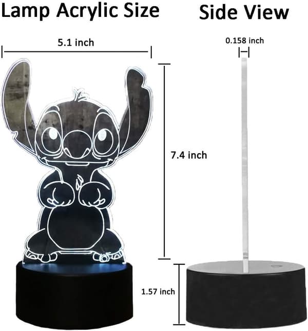 Lilo Stitch Lampe Tegneserie Sød Stitch Figur Venner 3D LED