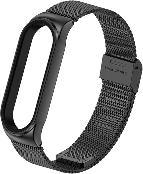 Rem til Xiaomi Mi Band 7, 1 stk justerbar sportsrem i rustfrit stål, sort