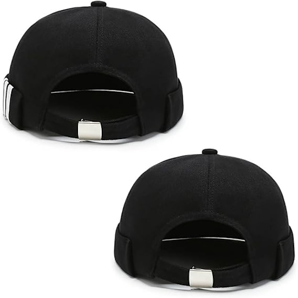 2 st Herrdocka Hatt Keps Utan Skärm Hatt Arbetare Sjöman Mössa Mössa Rullad Manschett Retro Justerbar