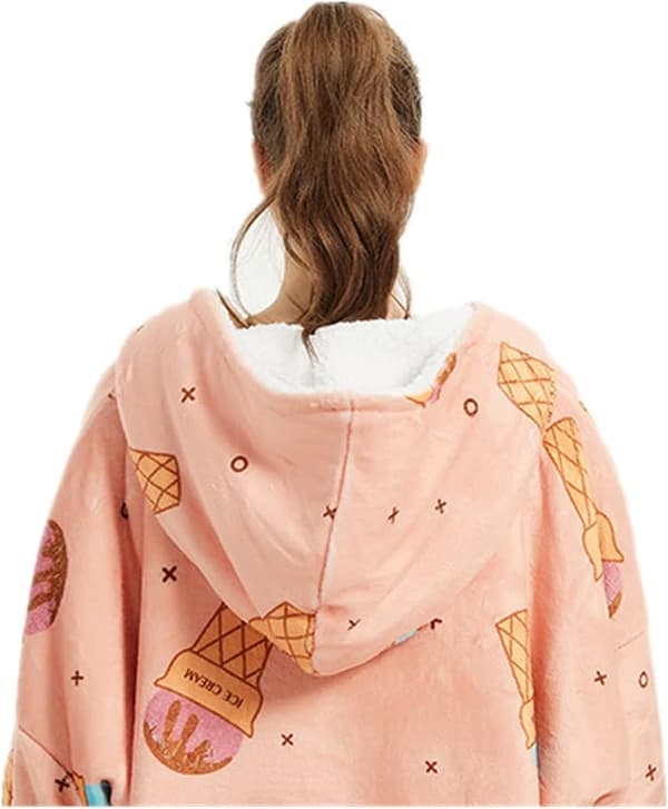 Hettegenser-teppe, Overdimensjonert Flanellteppe-hettegenser med Ermer, Kjempe Stor Pullover Varm Koselig Teppe for Voksne, Kjempe Hettegenser
