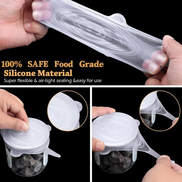 Reusable Silicone Lids for Jars, 16-Pack Stretchable Lids for Yogurt Jars, Cans, and Mugs, 2.6 to 3.3 Inches, White