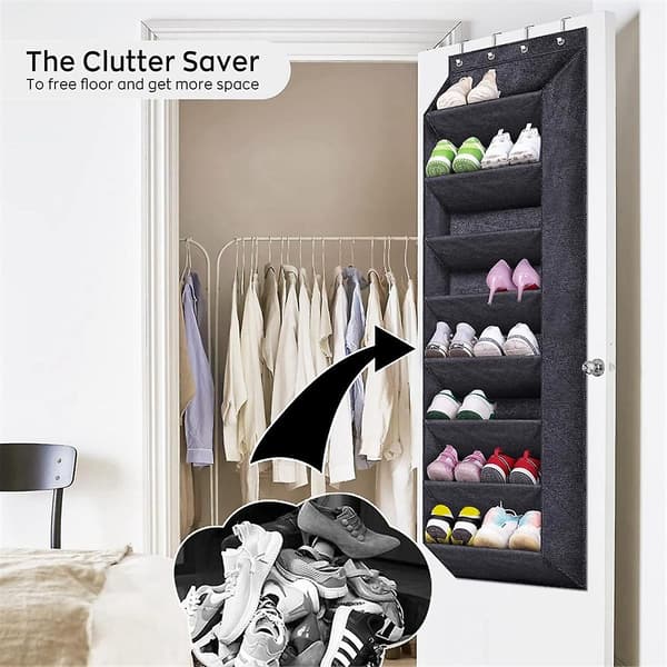 Door Shoe Rack with Large Deep Pockets, Slim Door Hanging Shoe Rack B