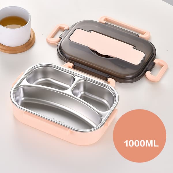 Bentoboxar för studenter rostfritt stål foder dubbellager lunchlåda med lock lunchbehållare för barn vuxen Small 2 Grid Blue