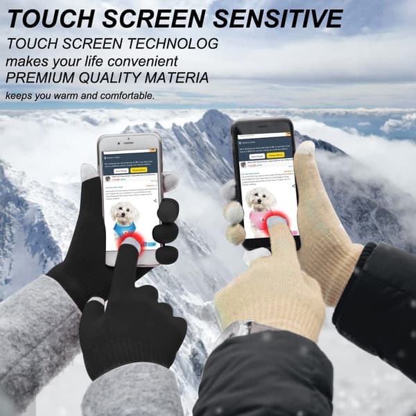 Vinterhandskar varma ull stickade handskar plus sammet och förtjockade koreansk stil kall-säkra söta cykel touch screen varma handskar (beige)