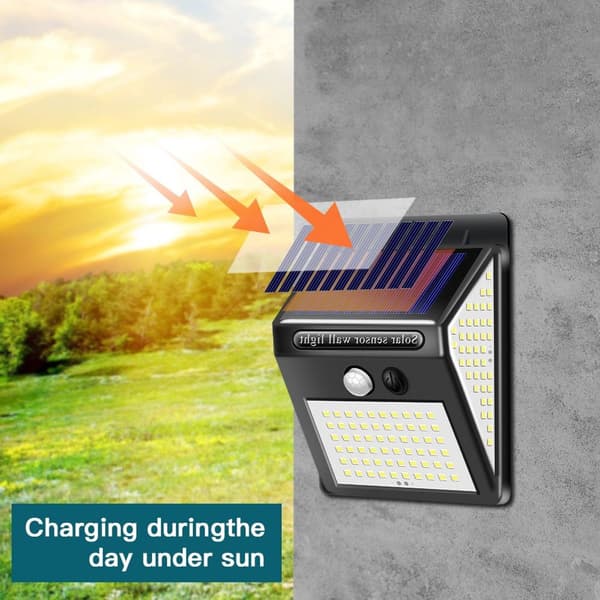 4-pak Solar Lamper Udendørs 140 LED, Udendørs Solar Bevægelsessensor Lamper med KLB