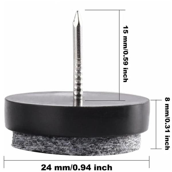 50 Spikbare Møbelglidere 24mm - Filtputer for å Beskytte Møbelben - Svart