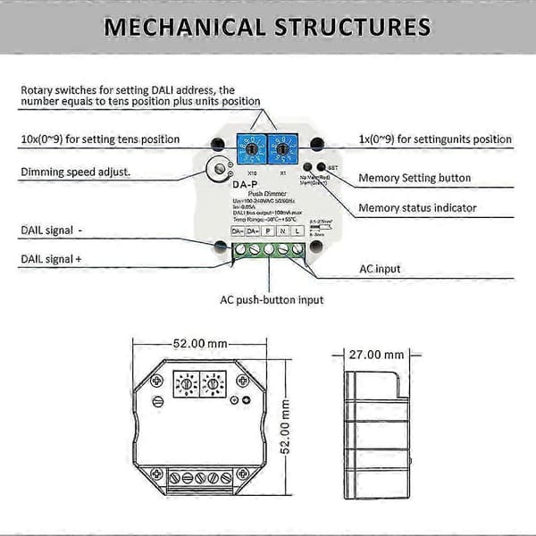 For Push LED Dimmer 110v 220v 240v With Memory Function For Drivers Or Ballasts Dimming Speed Adjustable [DB]