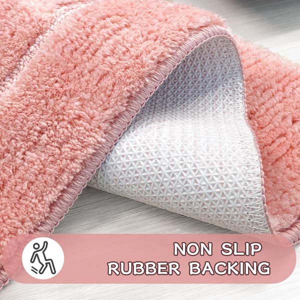 Blomstret mikrofiber badeværelsesmåtte, blød og tyk, kirsebærblomst, skridsikker, 40 x 60 cm (pink)