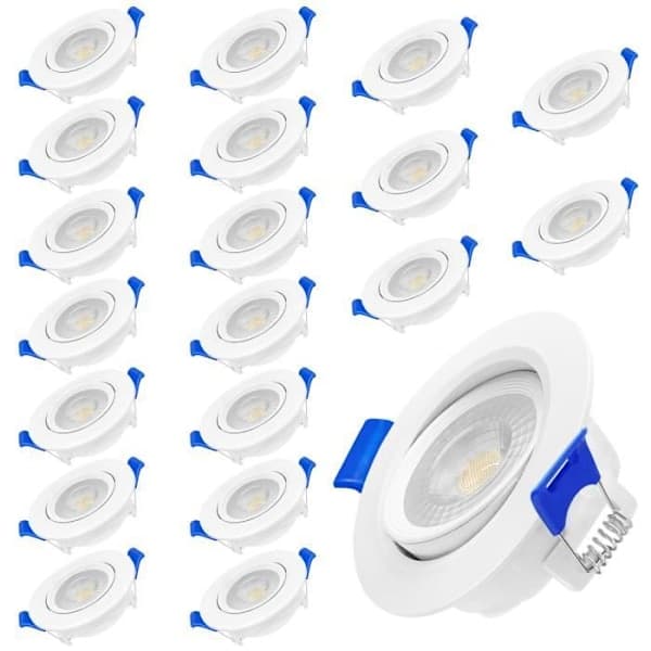 XMTECH 20-pack LED-spotlights, Slimline 5W Varmvit, 5W Takspotlight, för Badrum, Vardagsrum, Sovrum