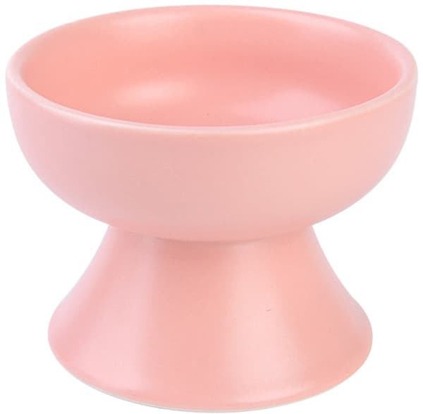 Ceramic Pet Bowl - Cat Bowl with High Legs - Protects Cervical Vertebrae - Pink Ceramic Cat Bowl