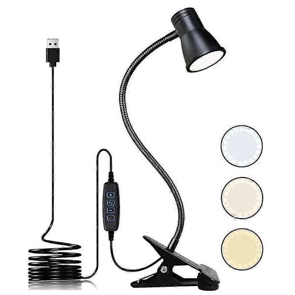 USB LED Skrivebordslampe Klemlys Leselys