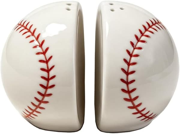 Baseball-suola- ja pippurisirotinsarja, keraamiset maustepurkit, 2 kpl:n setti