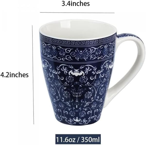 Keramikkrus Blå og Hvit Porselen Kaffe Te Kopp