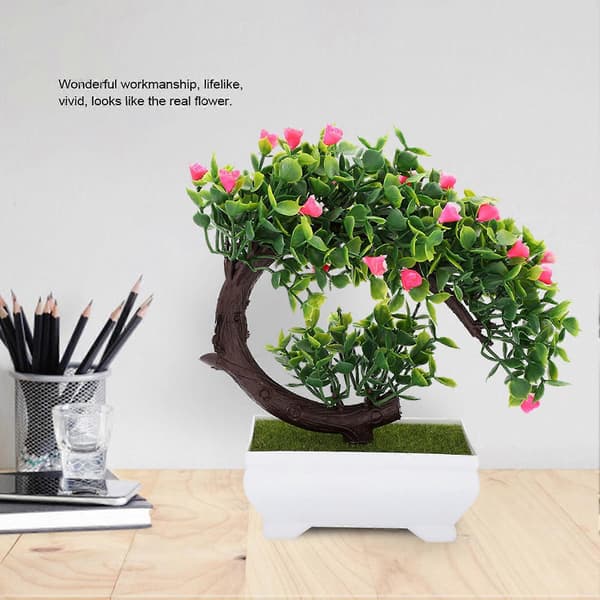 Kunstig blomst bonsai potteplante for hjemmekontorinnredning