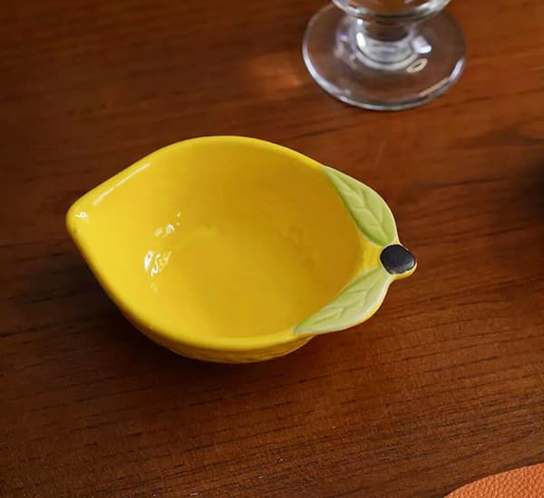 4 stk keramiske forrettstallerkener sitronformede sideretter krydder - Lemon