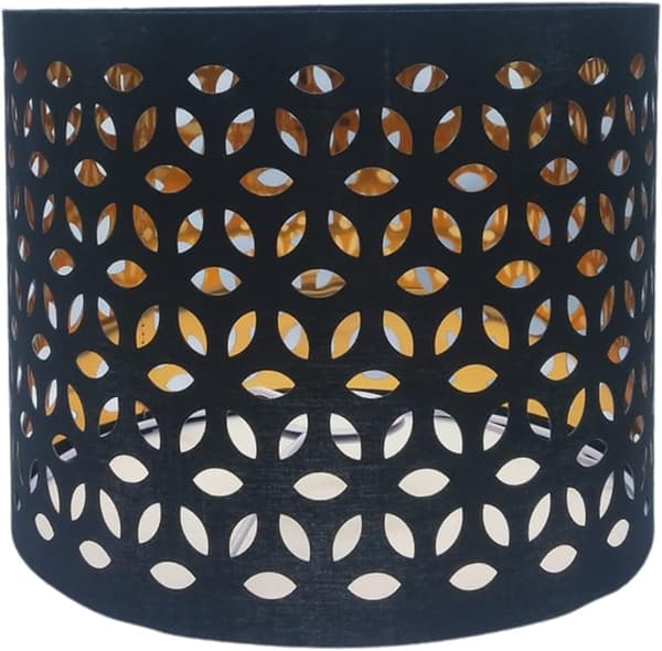 2-pack Cylindrical Black Drum Lamp Shades, Suitable for Pendant or Table Lamps, Perforated Copper Inner Shades Kit (25cm Diameter)