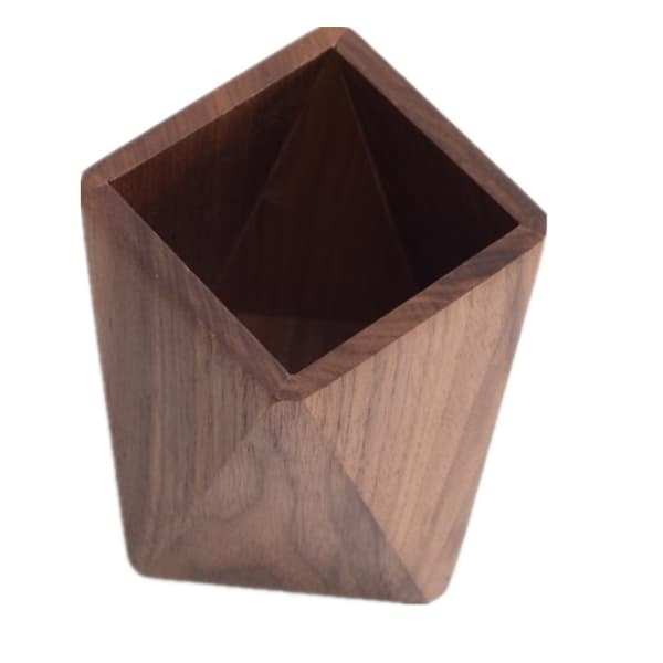 Svart valnötshylla, geometrisk pennfodral, kontorsmaterial, smink