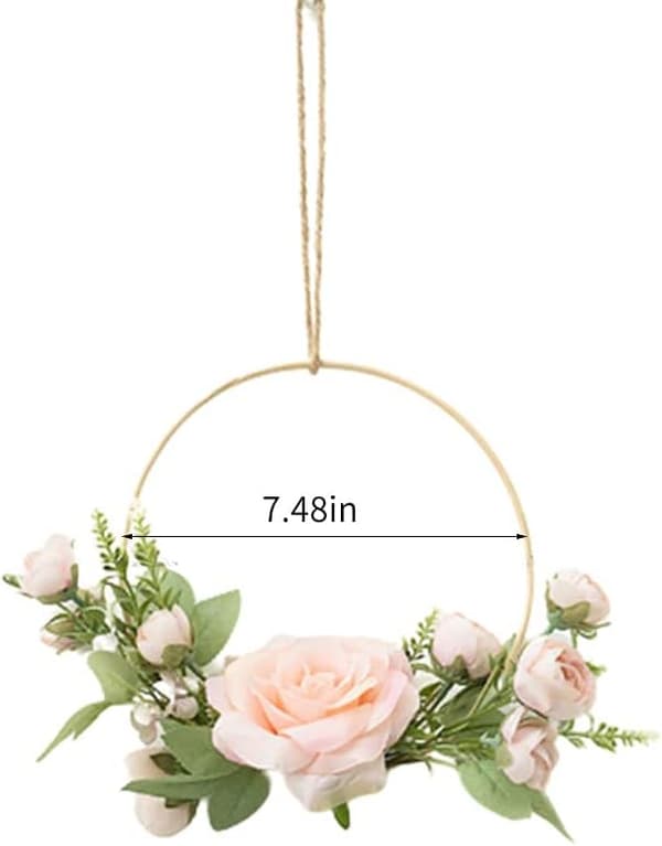 Gullkrans med blomster, 19 cm kunstig veggdekorasjon